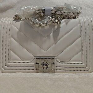 Badgley Mischka Chevron Quilt Crossbody in White